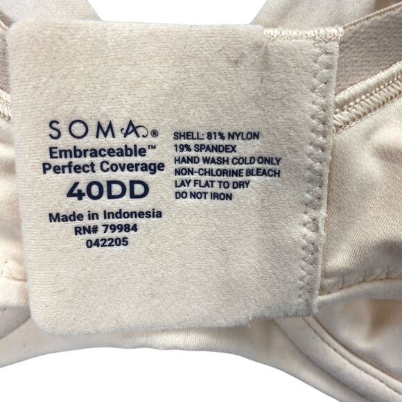 Soma Women’s Embraceable Perfect Coverage Bra Size 40 DD -Pale Sand - $49 - Picture 3 of 16